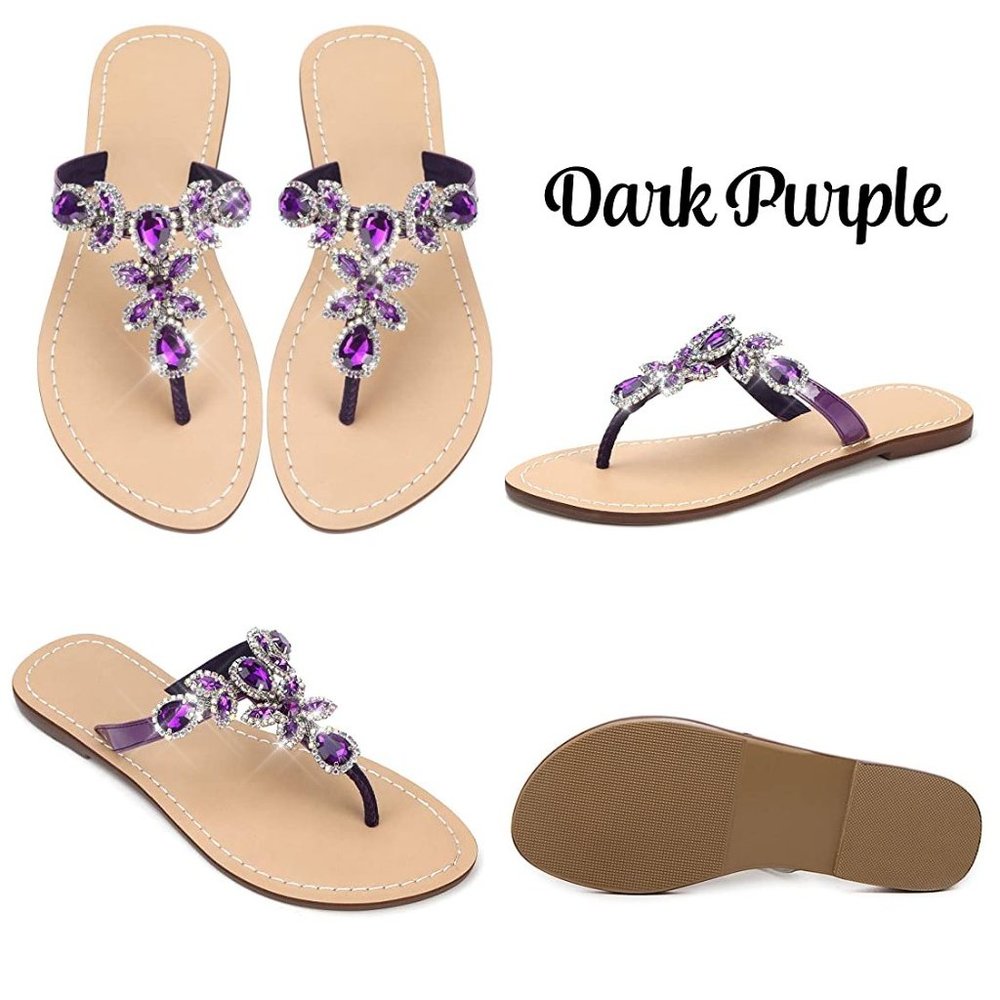 NEW Sparkling Bling Swarovski Crystal Rhinestone Sandals Beach Wedding S… - Picture 8 of 16